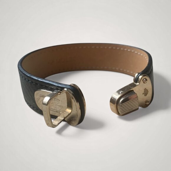 Mulberry leather Bracelet with a gold tone lock closure - Picture 3 of 6